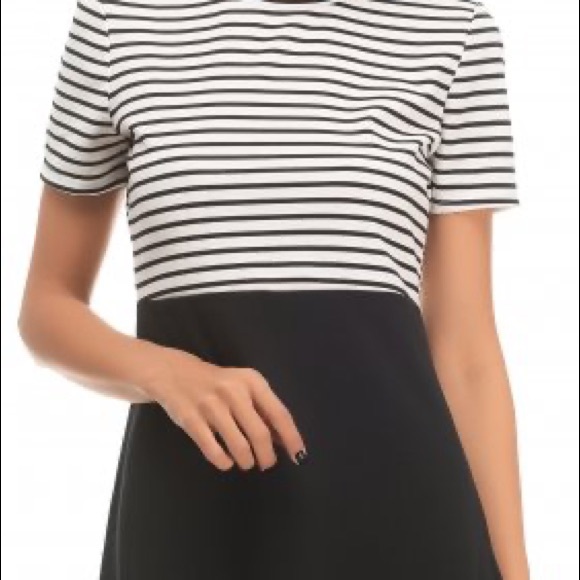 Zara Black and White Striped mini skater Dress - Picture 3 of 7